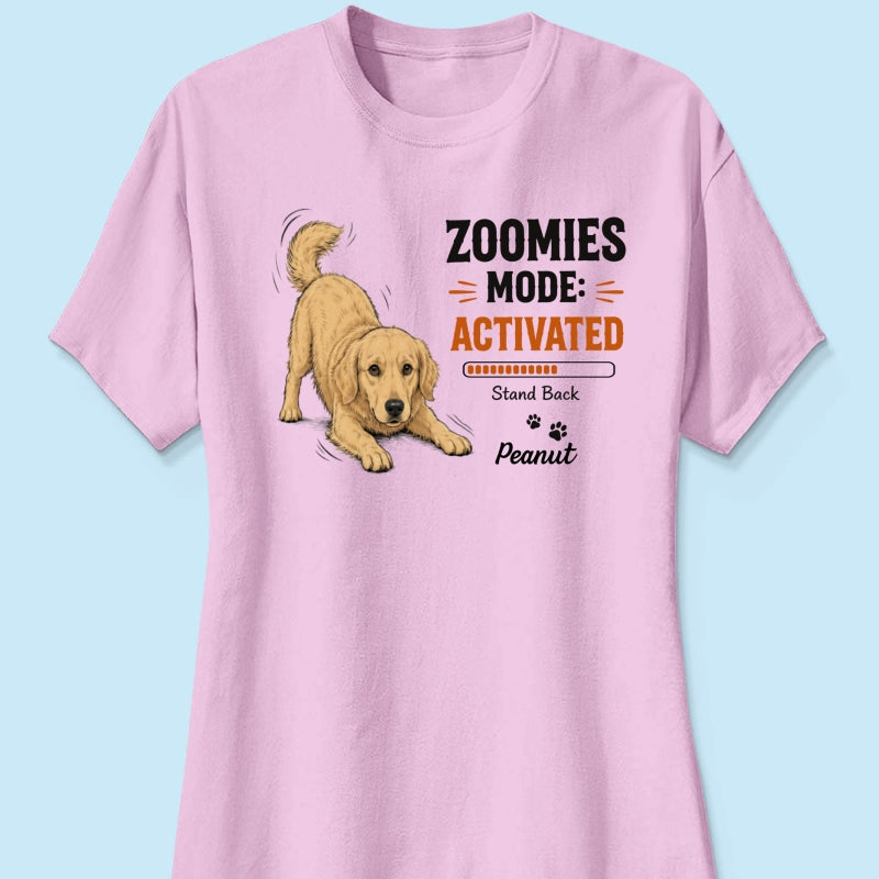 Zoomies Mode Activated Dog Play Bow Pose Custom Pet Photo - Personalized Shirt - Funny Gift For Dog Lover