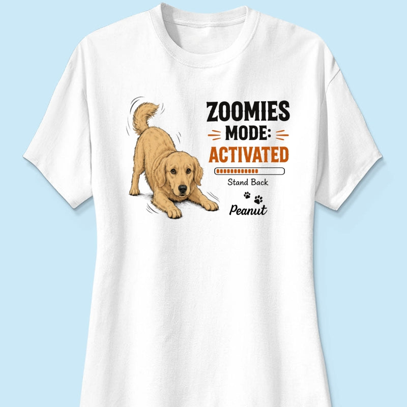 Zoomies Mode Activated Dog Play Bow Pose Custom Pet Photo - Personalized Shirt - Funny Gift For Dog Lover