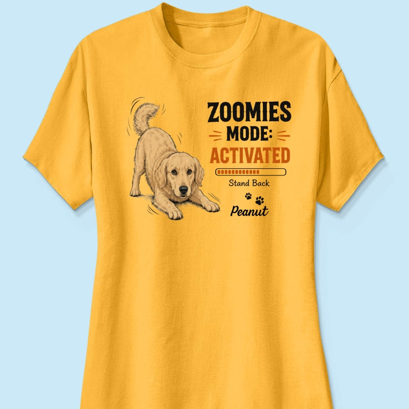 Zoomies Mode Activated Dog Play Bow Pose Custom Pet Photo - Personalized Shirt - Funny Gift For Dog Lover