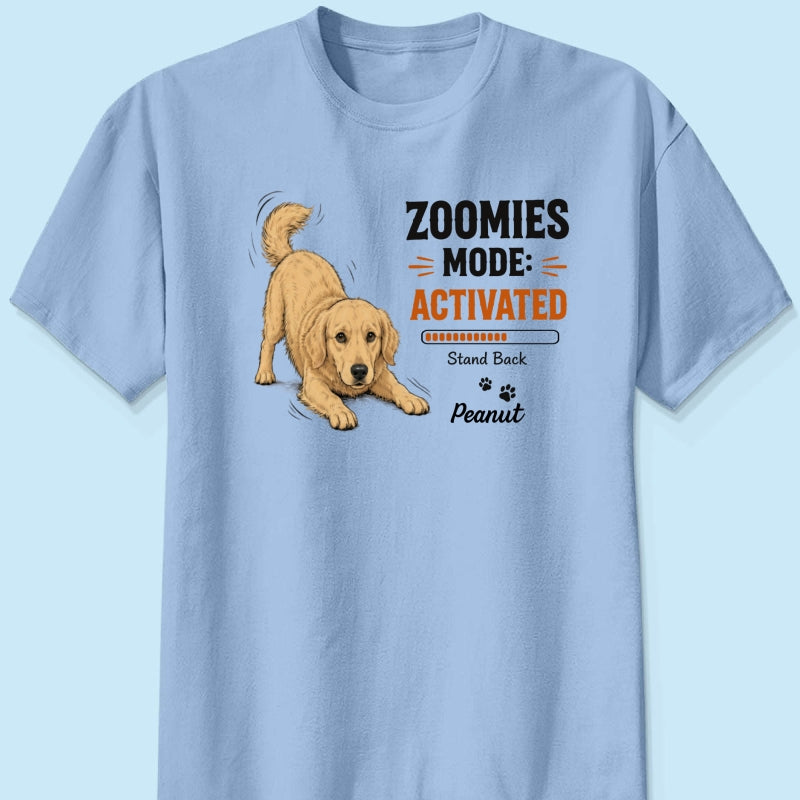 Zoomies Mode Activated Dog Play Bow Pose Custom Pet Photo - Personalized Shirt - Funny Gift For Dog Lover