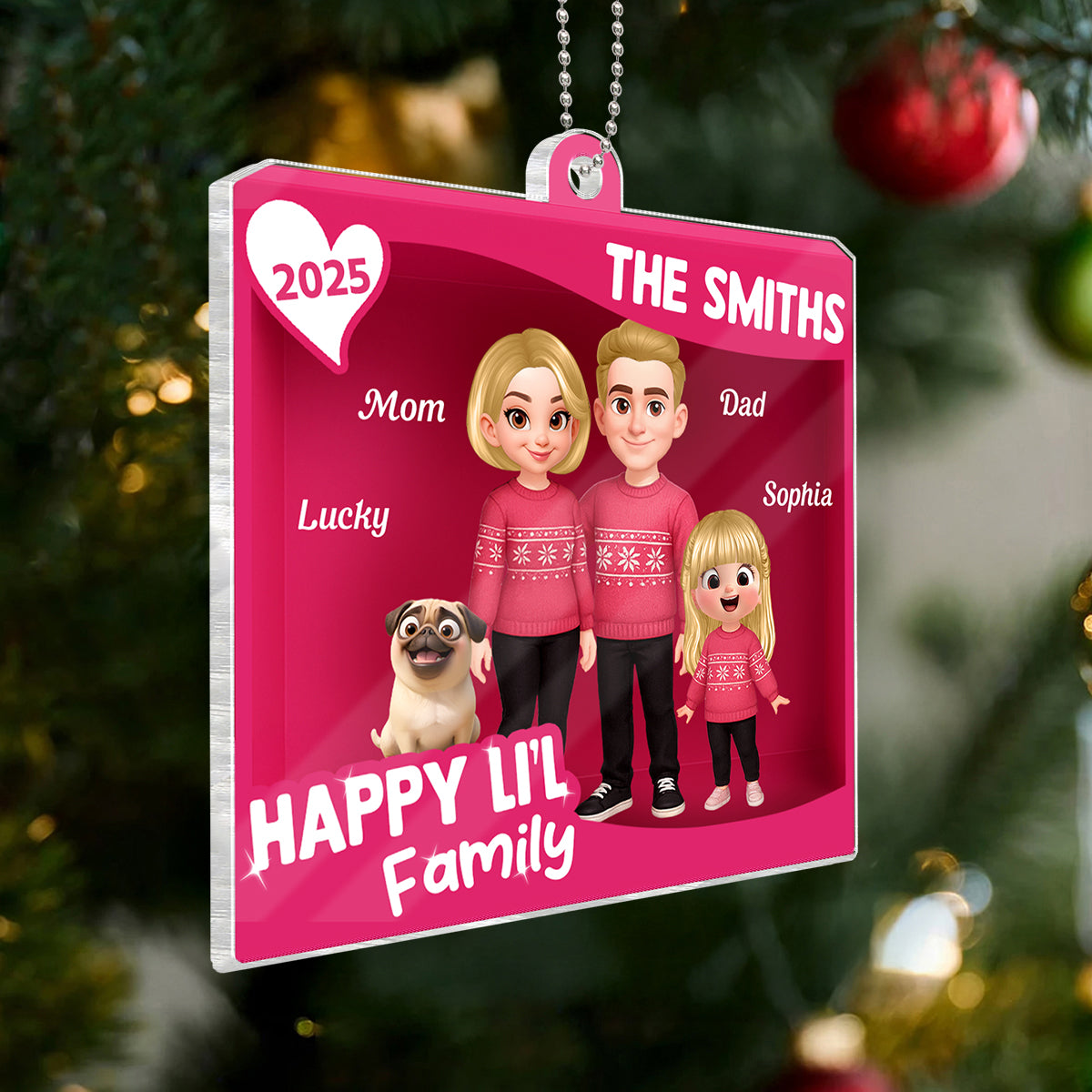 Family 3D Action Figure Toy Box - Personalized Acrylic Ornament - Christmas Gift For Family, Husband, Wife