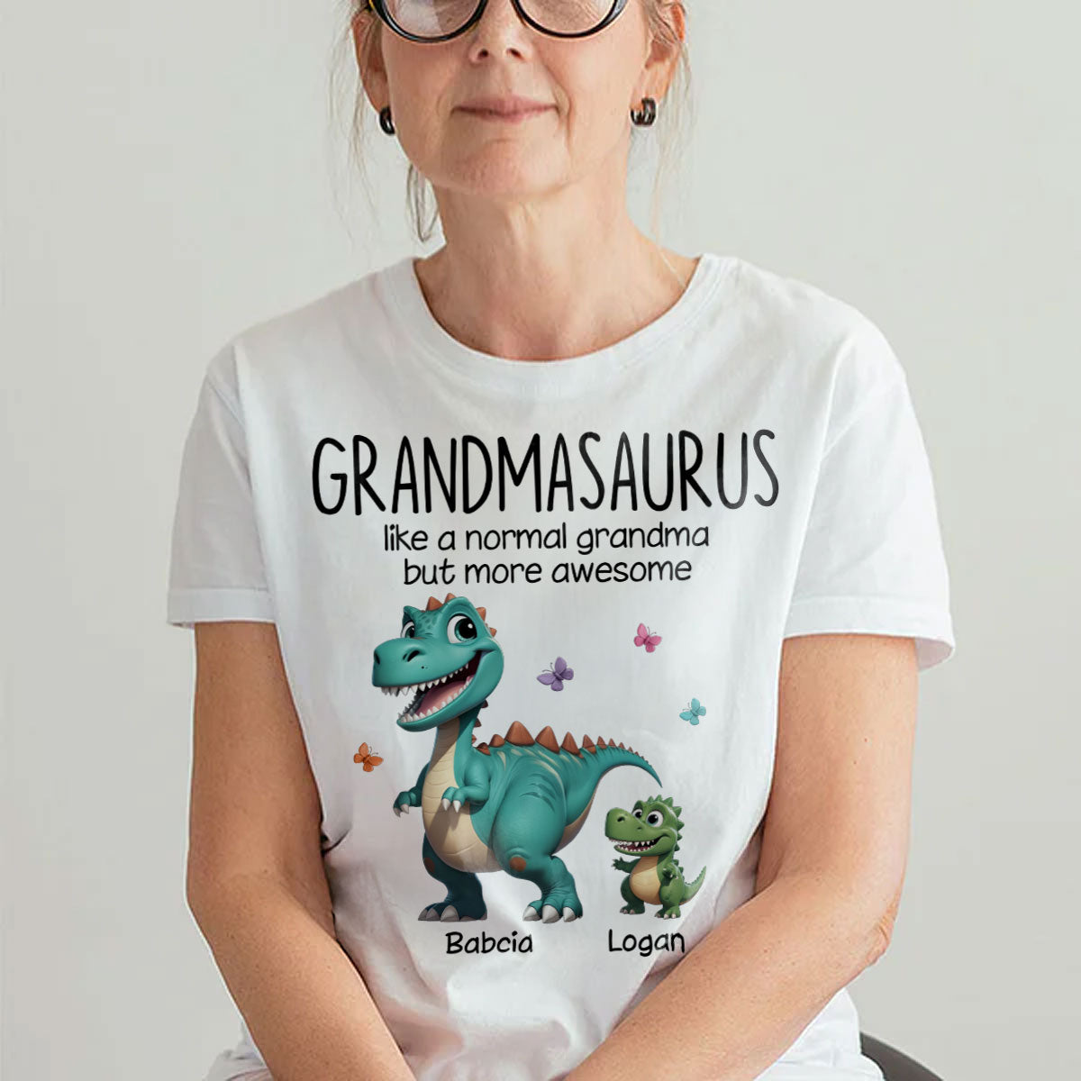 Grandmasaurus And Kids 3D Effect Dinosaurs Personalized Shirt | A