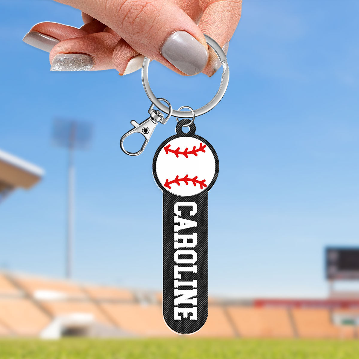Baseball, Basketball, Softball, Soccer, Football Sports Personalized Keychain, Bag Tag, Name Tag - 2 Layered Acrylic Keychain