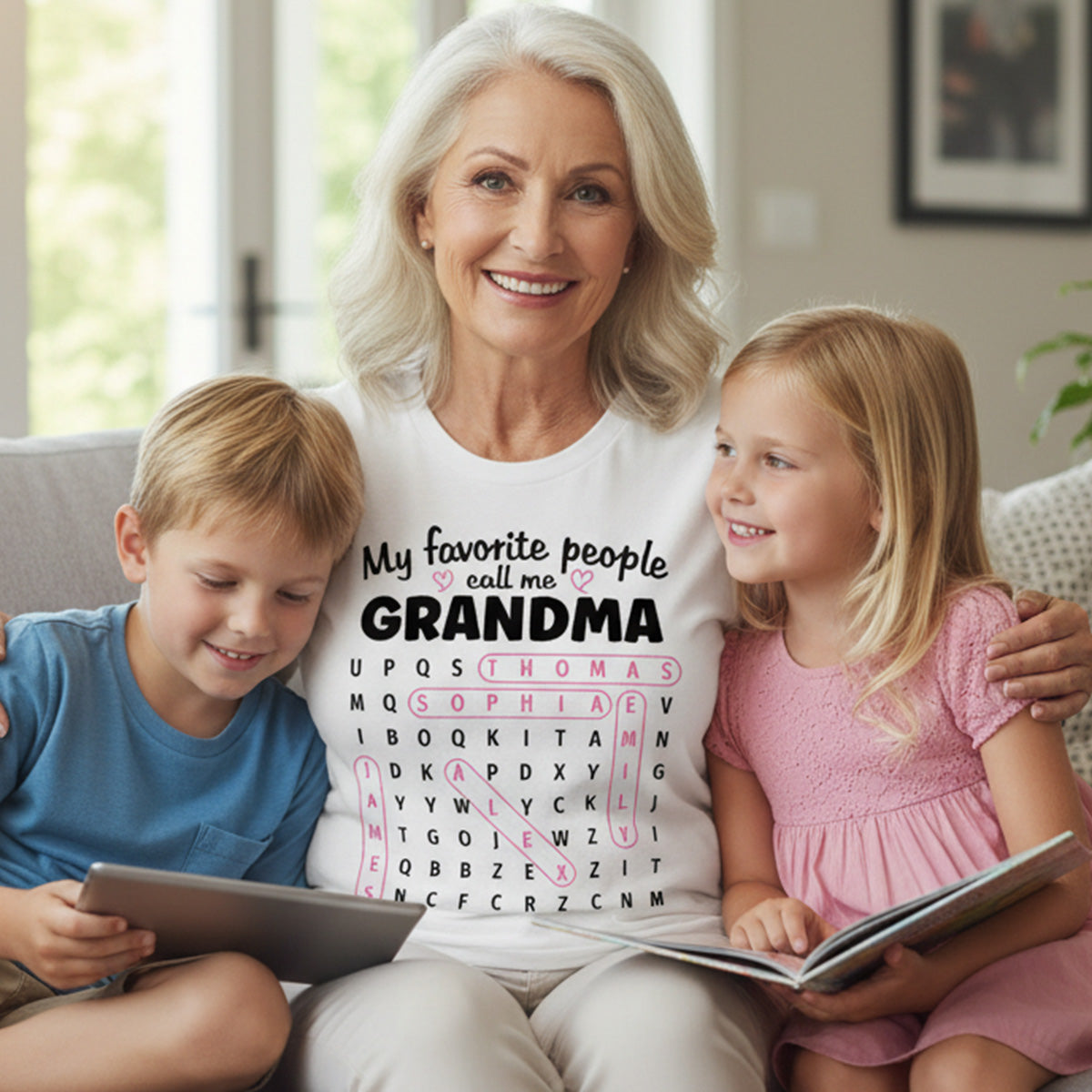 Grandma's Favorite People Word Search Puzzle - Personalized Shirt - Mother's Day Gift For Grandma Mom