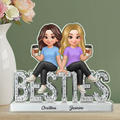 Beautiful Besties Forever - Personalized Acrylic Block Plaque - Gift For Best Friends