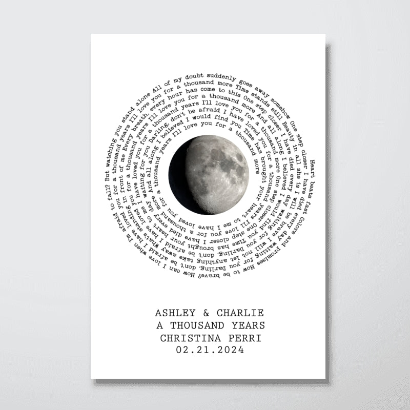 Couple Custom Moon Phase Anniversary Date Favorite Song Lyrics Vinyl Record Personalized Poster, Anniversary Gift, Wedding Gift For Couple