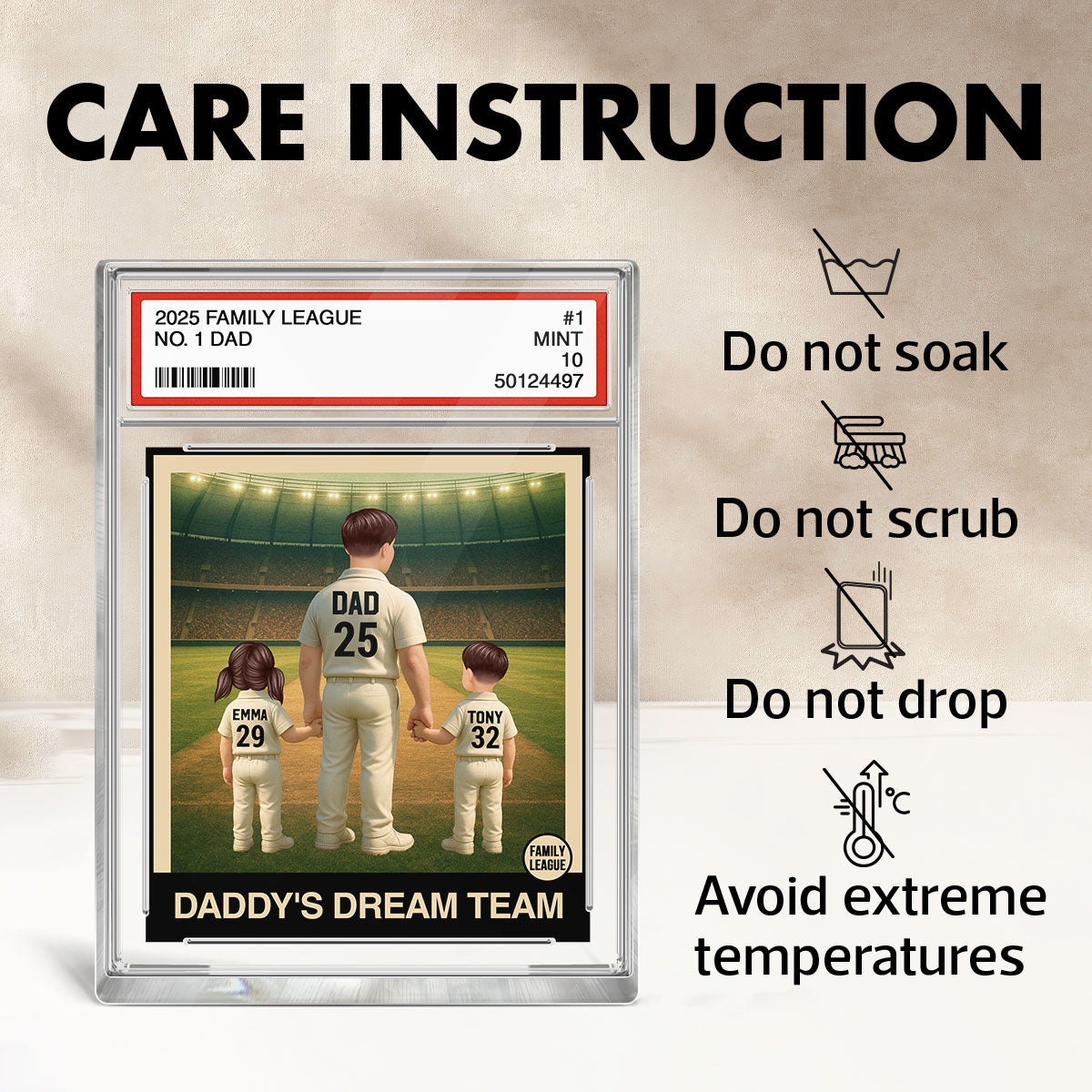 Cricket No. 1 Dad Man & Kids Trading Card Style - Personalized Acrylic Block Plaque