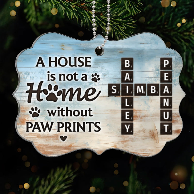 Home With Paw Prints Pet Crossword Puzzle Art Personalized Acrylic Ornament