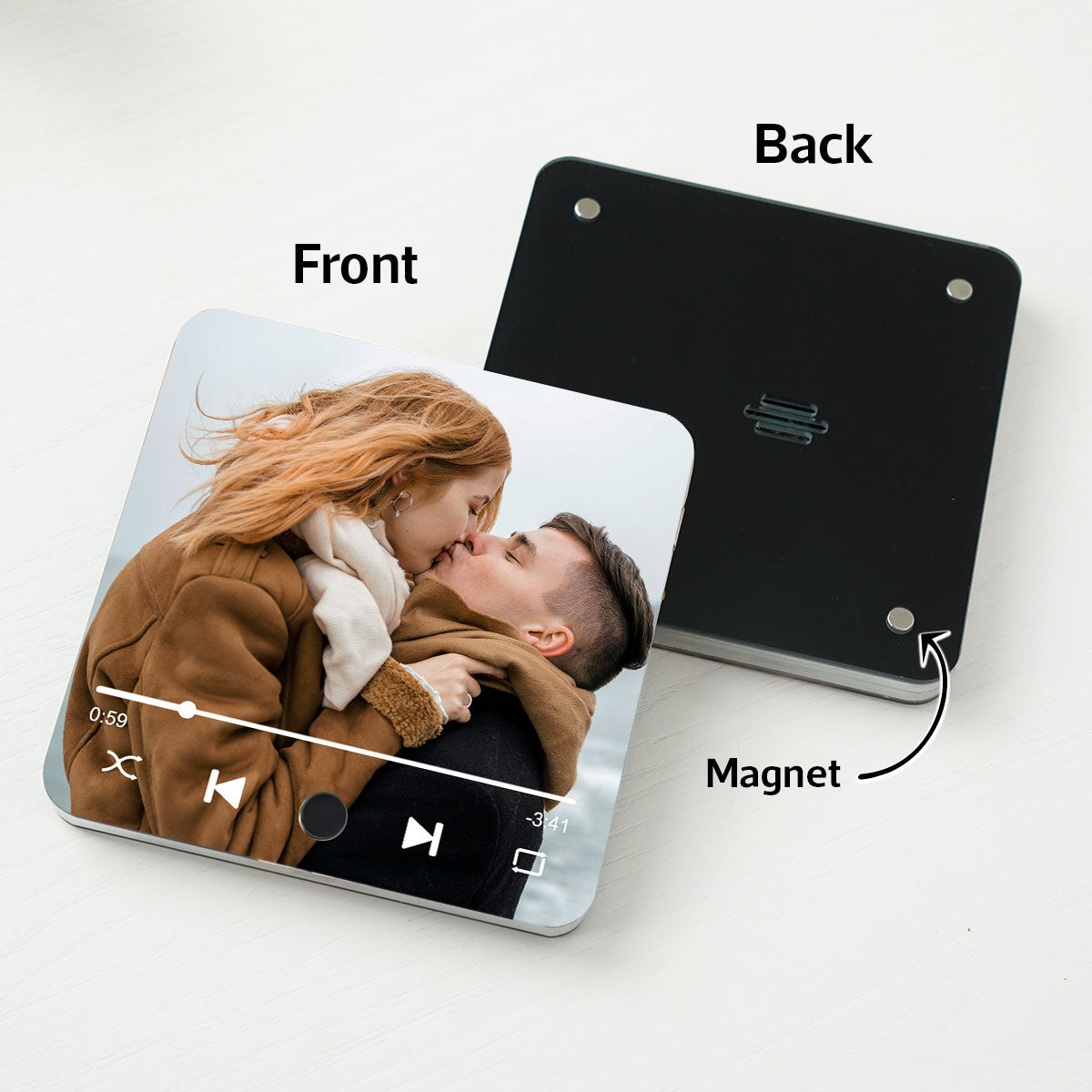Couple Custom Photo Personalized Bluetooth Music Fridge Magnet,  Gift For Couple