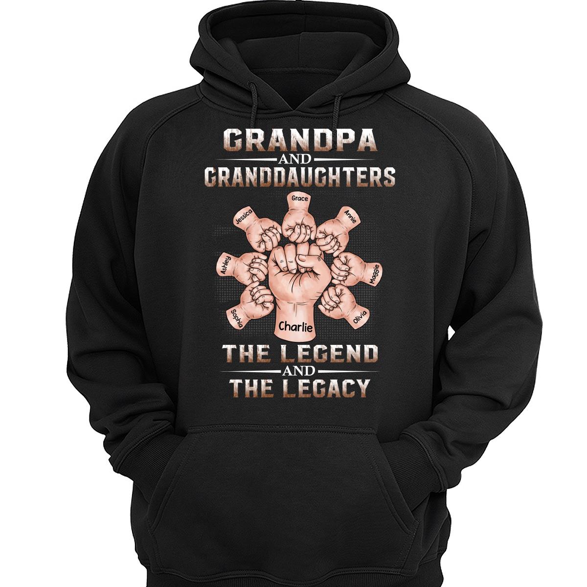 Grandpa Dad And Kids Fist Bump Hands The Legend And The Legacy Personalized Shirt