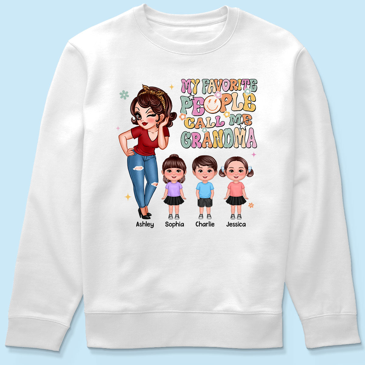 Favorite People Call Me Grandma Vintage Style Personalized Shirt