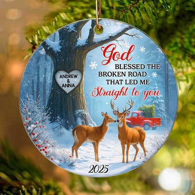 God Bless the Broken Road Couple Personalized Acrylic Ornament, Christmas Gift for Couples