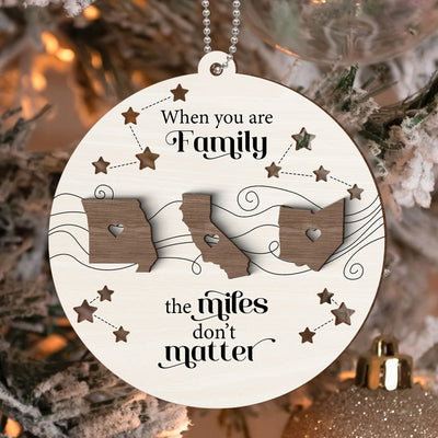 Custom Long Distance 2-Layer Wooden Ornament, Heartfelt Christmas Gift for Family, Friends, Sisters, Besties