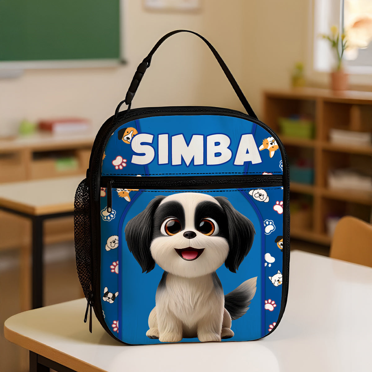 Cute Cartoon Dogs Cats Personalized Insulated Lunch Bag for Kids, Back to School Gift for Kids