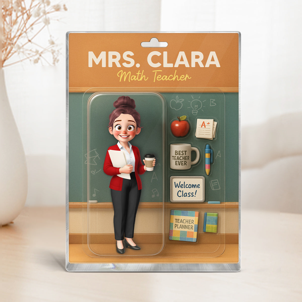 3D Effect Teacher Figure Style Personalized Acrylic Block Plaque, Back To School Gift For Teacher, Colleagues