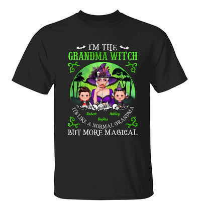 Grandma Mom Witch Neon Green Moon Halloween Personalized Shirt