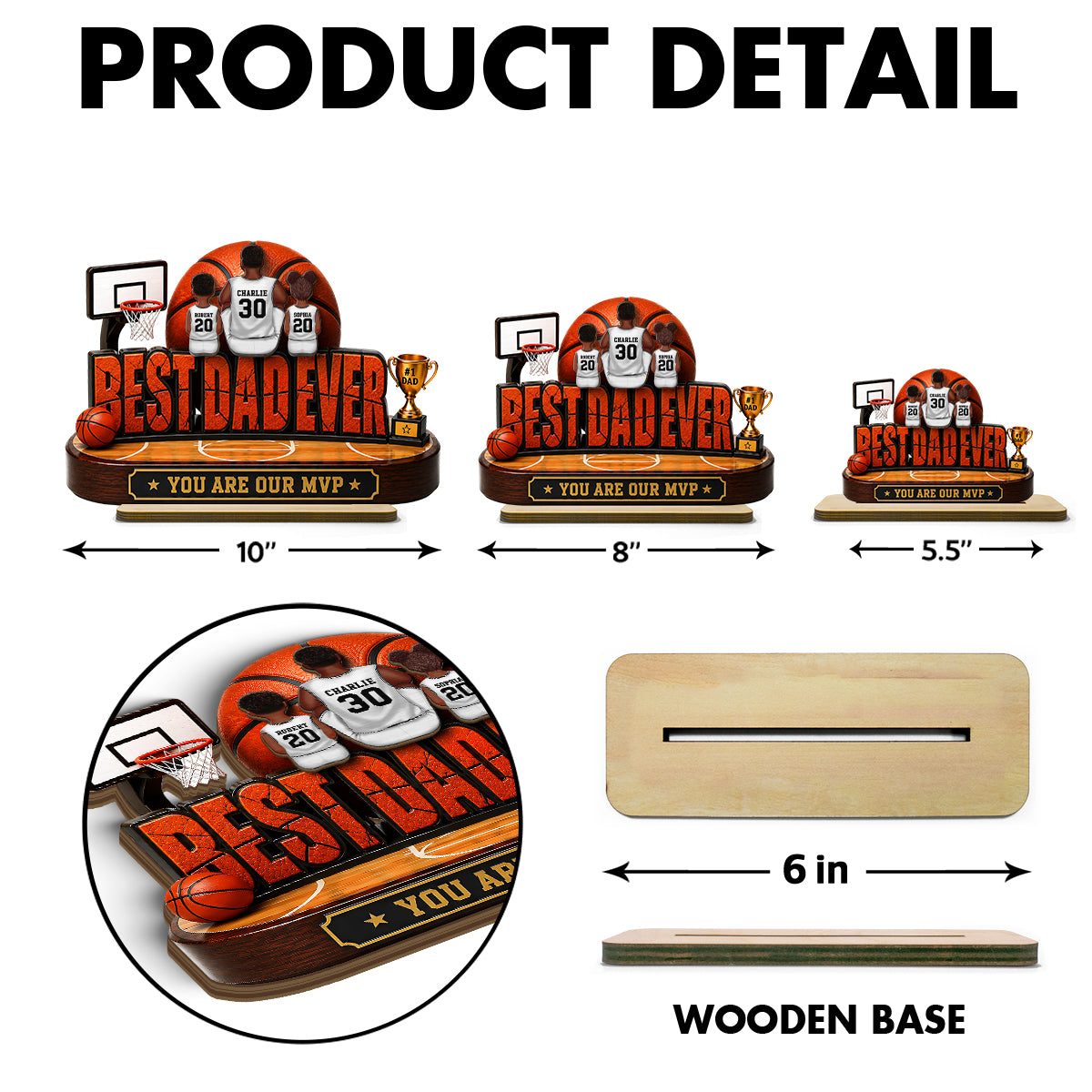 Best Dad Ever Basket Dad & Kids - Personalized 2-Layered Wooden Plaque - Father's Day Gift For Dad, Husband