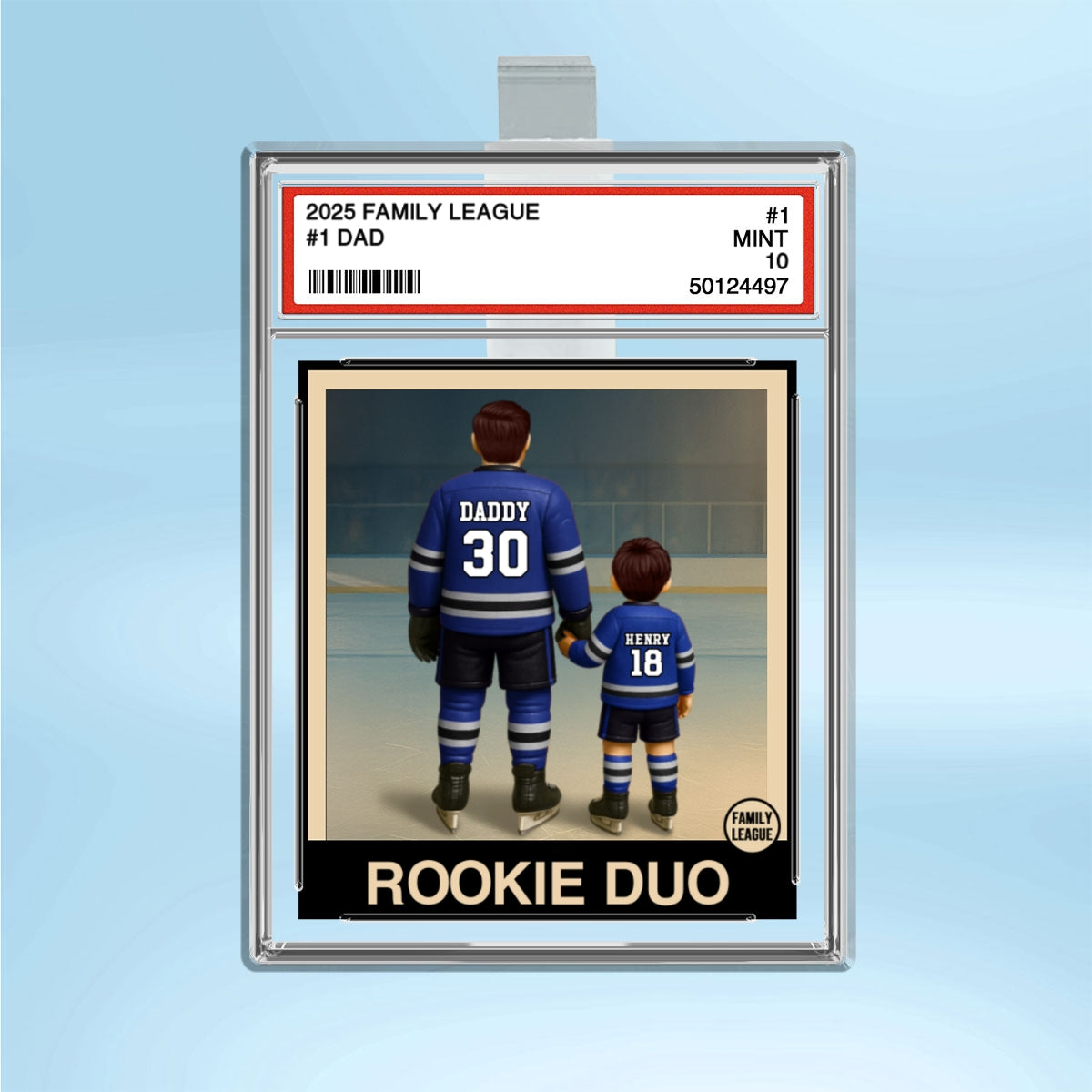 Hockey No. 1 Dad Man & Kids Trading Card Style Personalized Acrylic Car Visor Clip