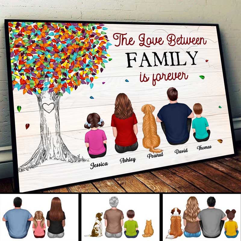 The Love Between Family Is Forever Colorful Tree Personalized Horizontal Poster