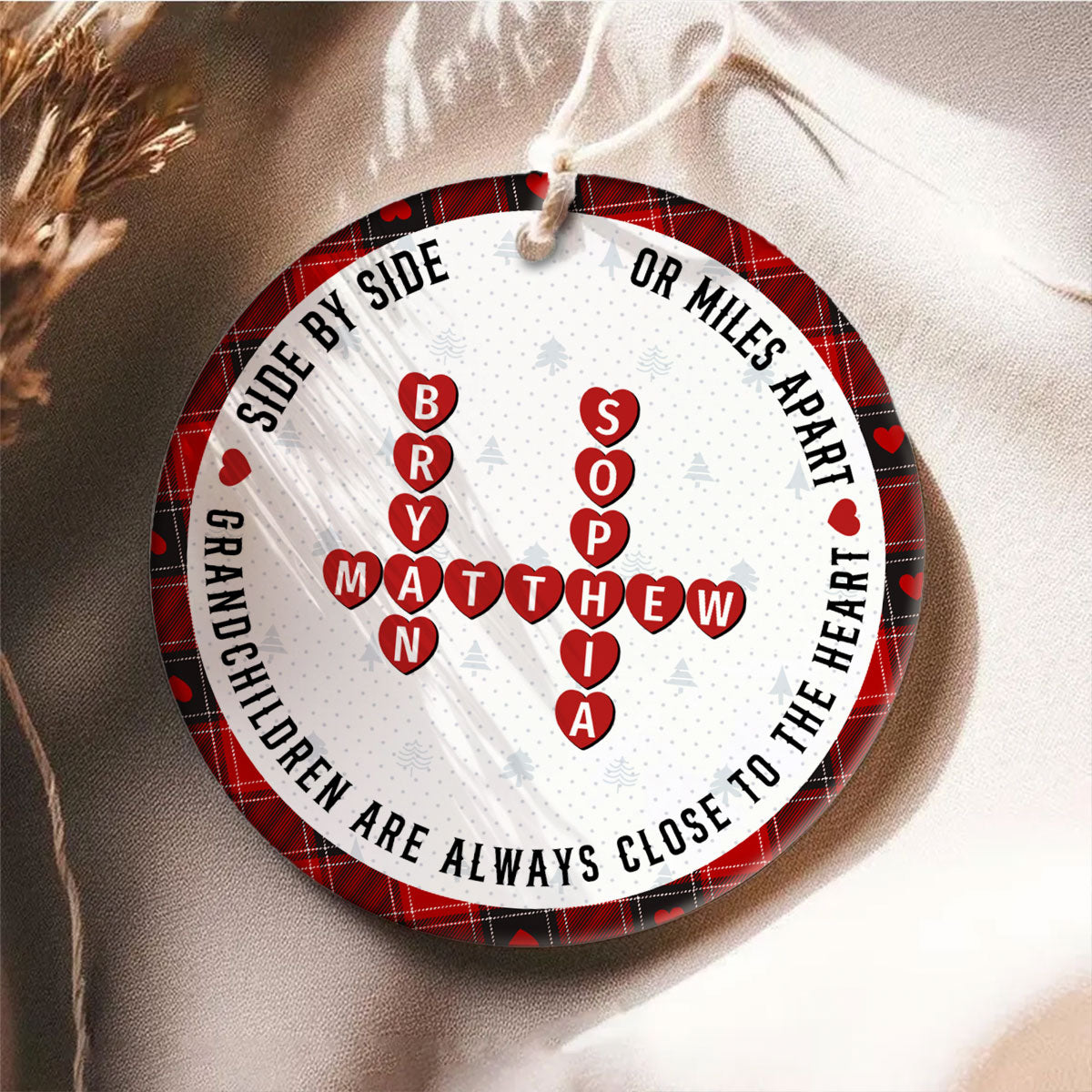 The Love Between A Grandma And Her Grandkids Is Forever, Crossword Puzzle Personalized Ceramic Ornament