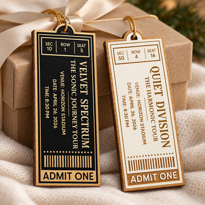 Custom Concert Ticket - Personalized Wooden Ornament - Christmas Favorite Music Keepsake Gift for Daughter, Son, Best Friends