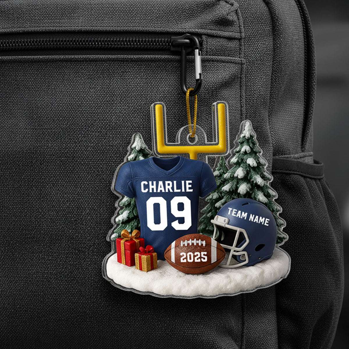 3D Effect Proud American Football Player Uniform - Personalized Acrylic Car Hanger - Gift For Football Lovers, Football Team