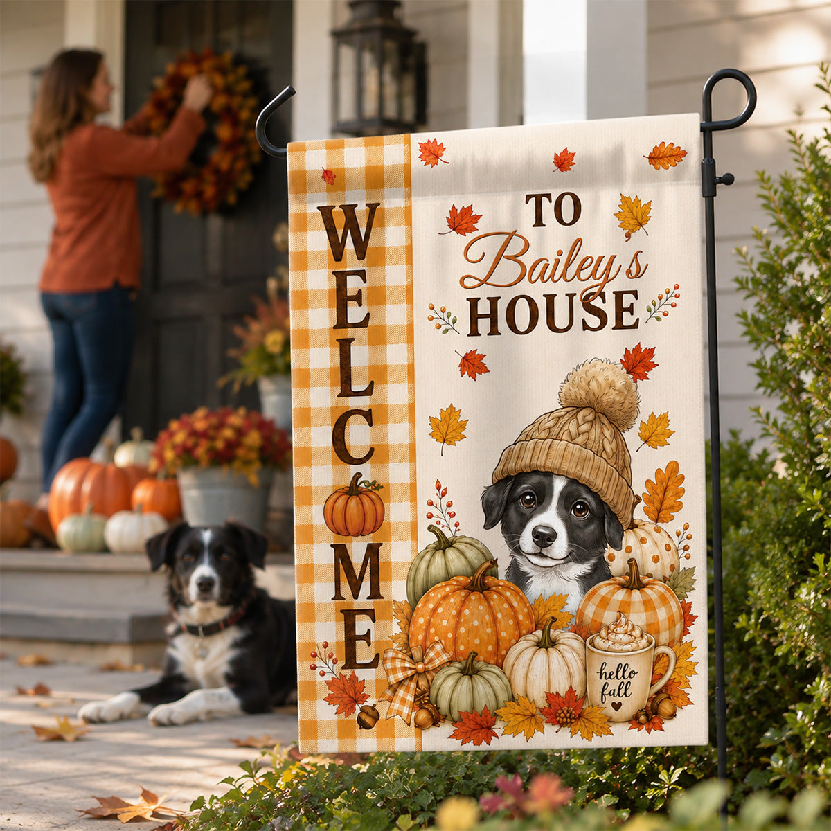 Welcome To The Dog House Fall Season - Personalized Garden Flag