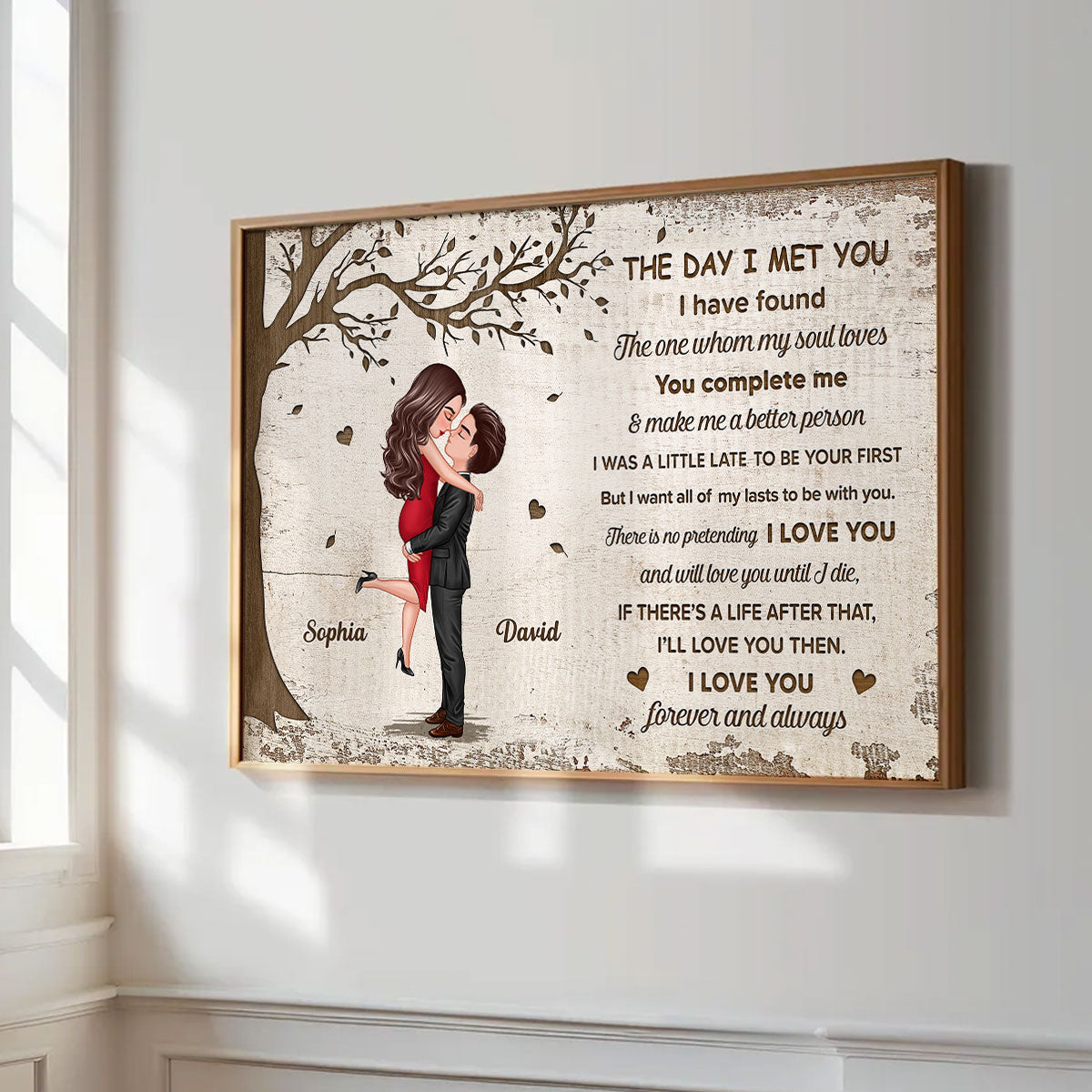 The Day I Met You Hugging Kissing Couple Personalized Poster