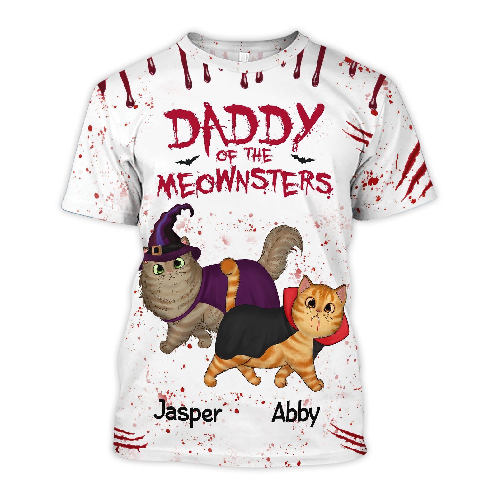 Halloween Mommy Daddy Of The Meownsters Walking Cats Personalized 3D Shirt
