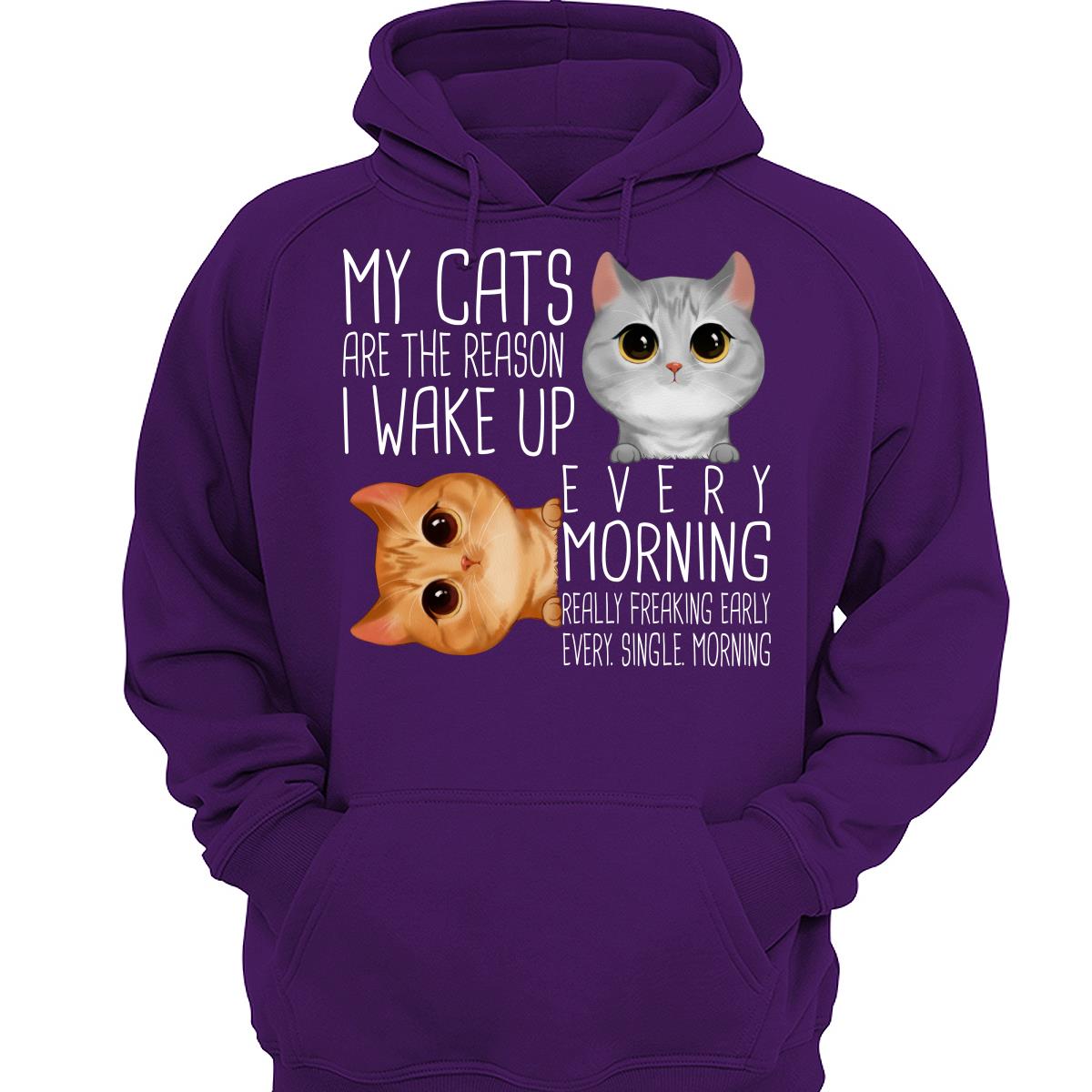 My Cats The Reason I Wake Up Early Watercolor Cute Cat Personalized Shirt