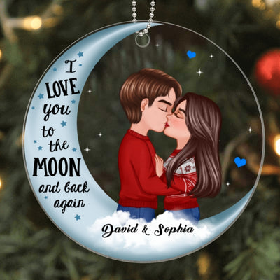 Couple Love To The Moon Personalized Acrylic Ornament