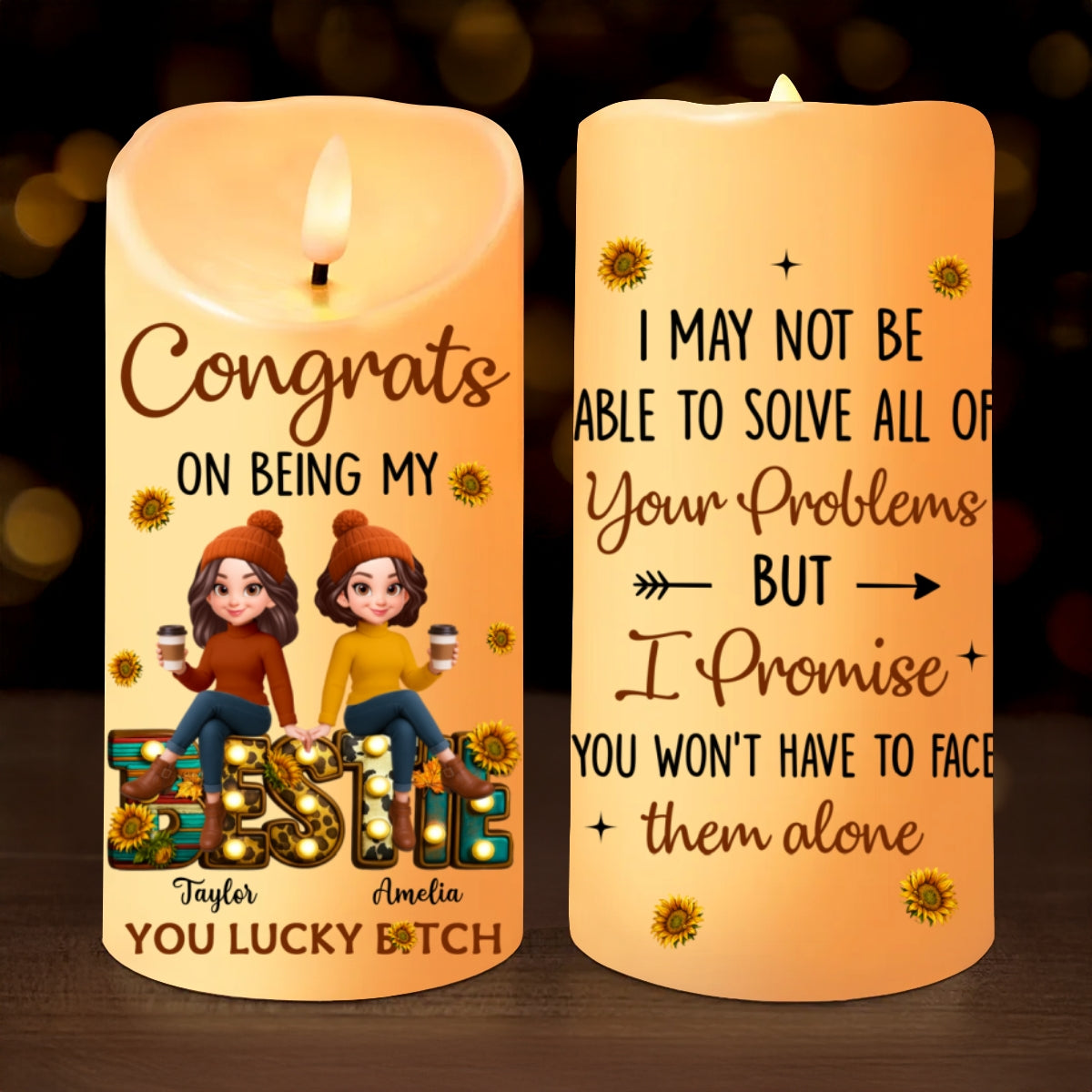 To My Bestie Western Fall Vibe Personalized LED Candle