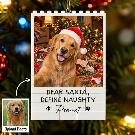 Dog Cat Ruin Christmas Things Upload Pet Photo - Personalized Building Blocks Ornament - Funny Gift For Dog Lovers, Cat Lovers