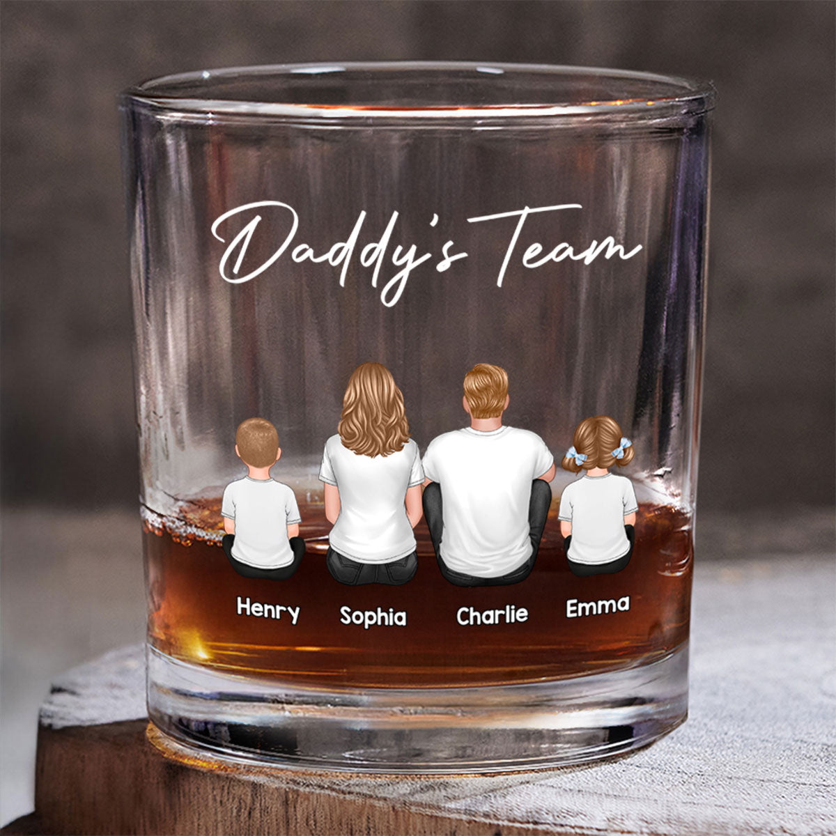 Daddy's Team Personalized Wine Glass, Heartfelt Father's Day Gift For Dad