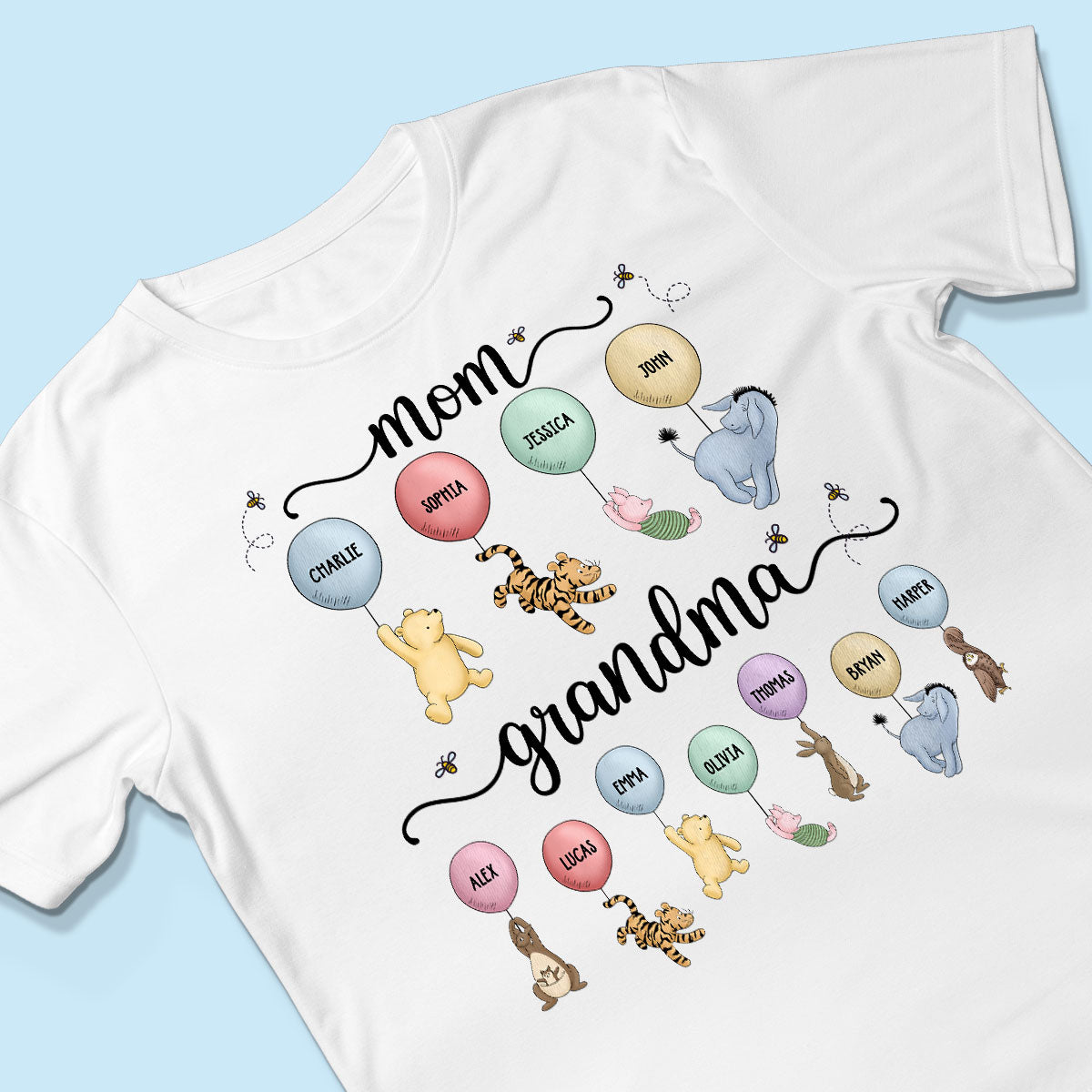 Mom Grandma Cute Characters With Balloons Personalized Shirt Mother‘s Day Gift For Grandma