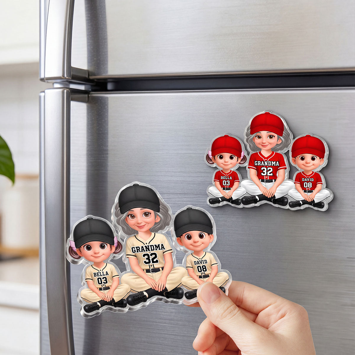 My Favorite Baseball Players Call Me Grandma - Personalized Acrylic Fridge Magnet - Mother's Day Gift For Grandma, Mom