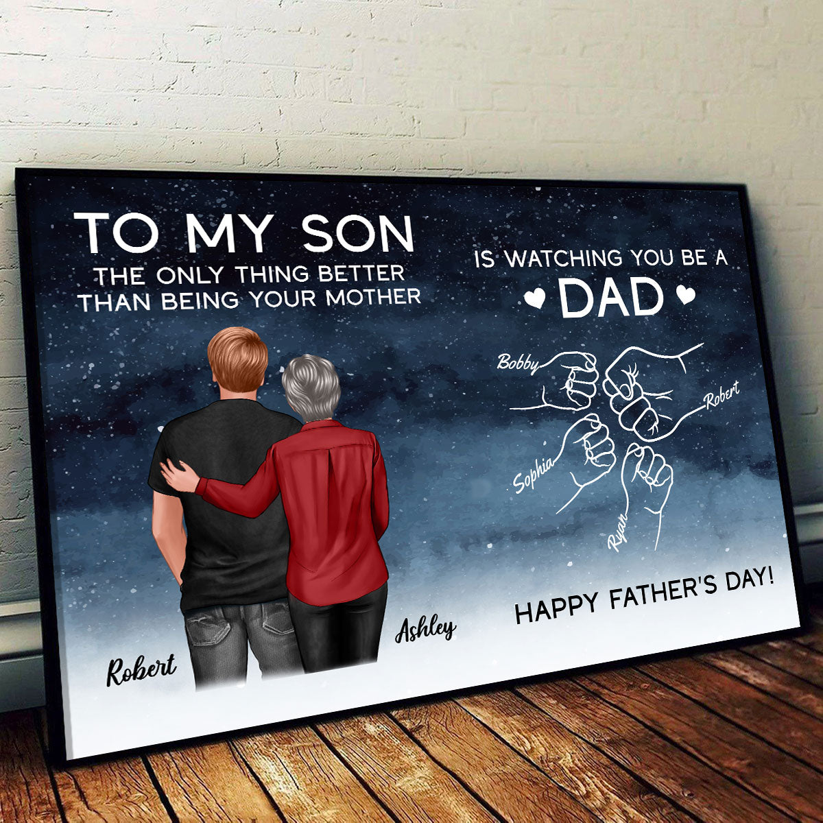 Watching You Be A Dad From Mom Dad To Son Starry Night Personalized Poster, Gift For Son