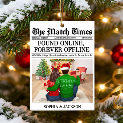 The Match Times Online Dating Couple Personalized Acrylic Ornament - Christmas Gift for Husband, Wife