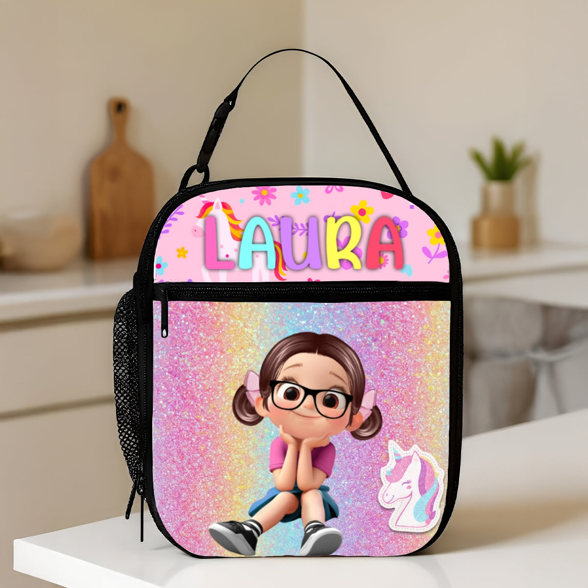 Unicorn Mermaid Theme Personalized Insulated Lunch Box for Girl Toddler, Keep Your Child’s Meals Fresh & Safe All Day