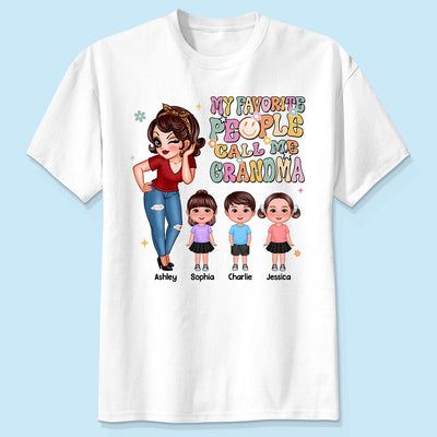 Favorite People Call Me Grandma Vintage Style Personalized Shirt