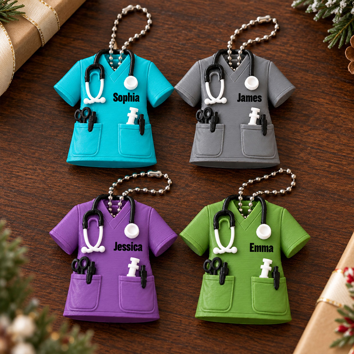 3D Printed Nurse Scrub Custom Name - Personalized 3D Ornament - Christmas Gift For Nurse, RN