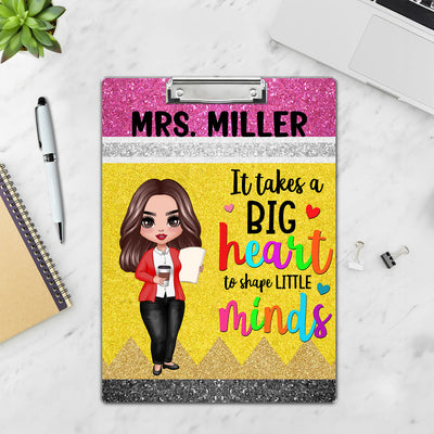 Big Heart Shape Little Minds Teacher Appreciation Gift Pencil Theme Personalized Clipboard