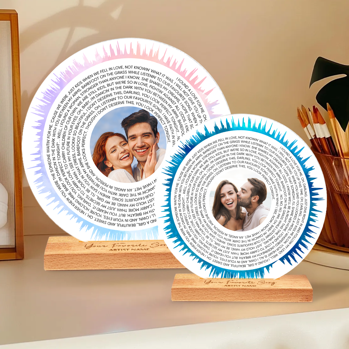 Custom Soundwave Art Spiral Lyrics Personalized Acrylic Song Plaque, Romantic Wedding Gift Anniversary Gift Engagement Gift For Him, For Her
