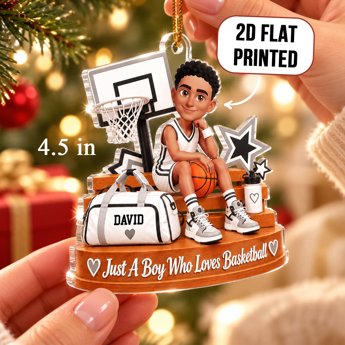 Just a Boy Who Loves Basketball - Personalized Acrylic Ornament - Christmas Gift for Son,Grandson
