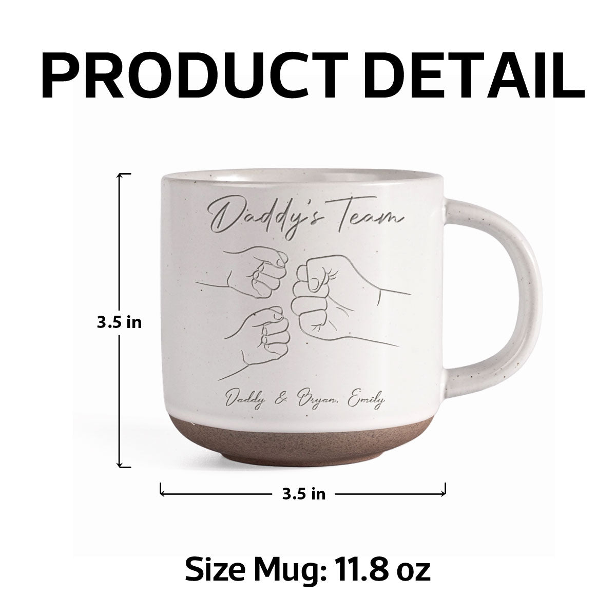 Daddy's Team Fist Bump Personalized Pottery Mug