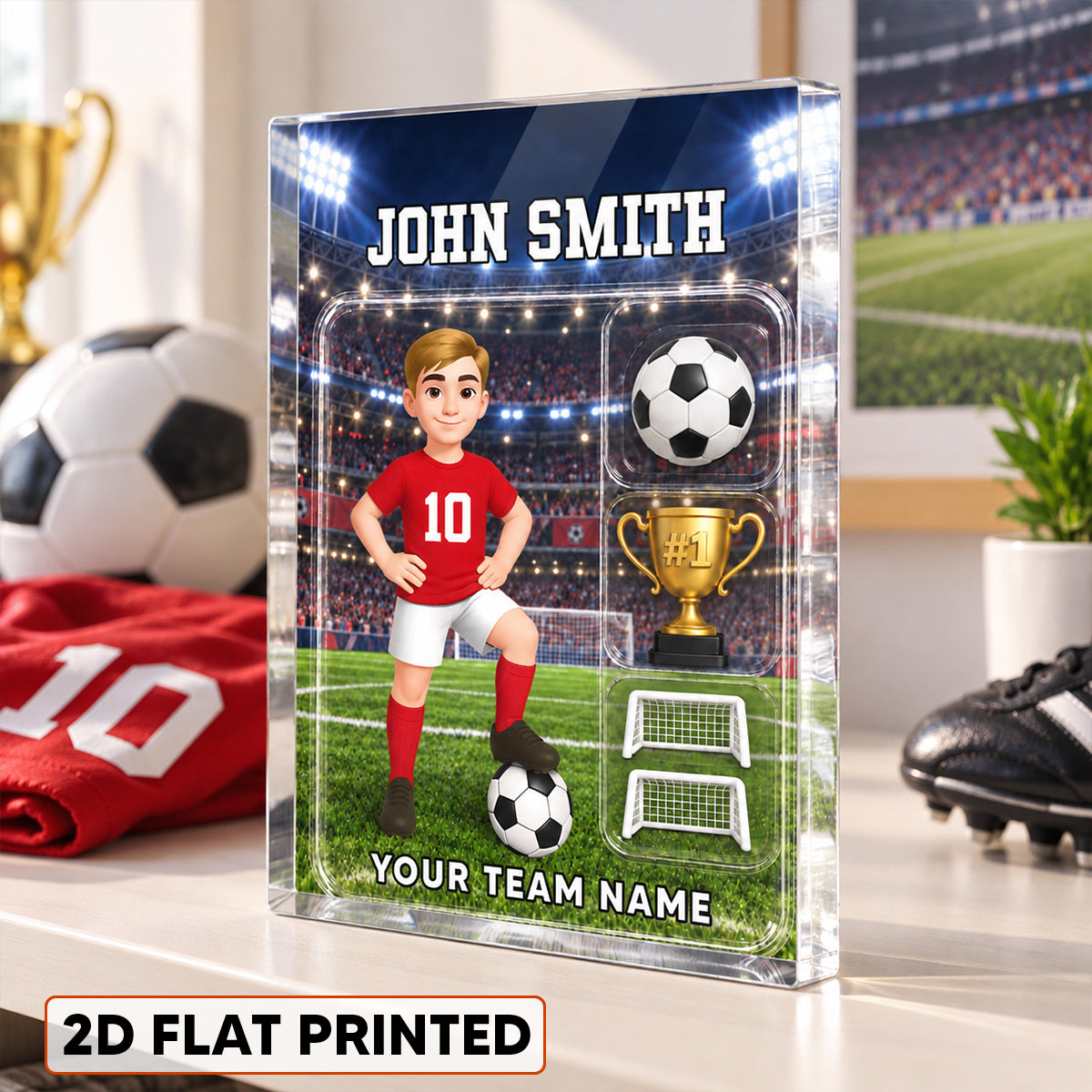Cool Soccer Player 2D Flat Printed - Personalized Acrylic Block Plaque - Cool Unique Christmas Gift For Soccer Players, Son, Daughter, Grandson, Granddaughter