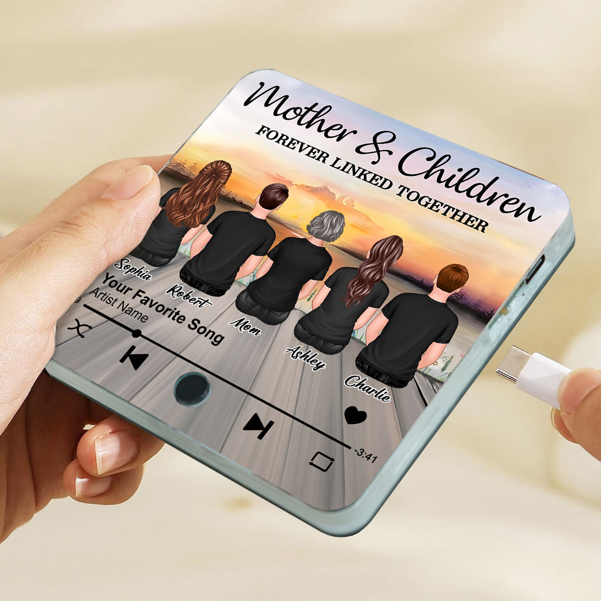 Mother & Daughters Sons Forever Linked Together Personalized Music Fridge Magnet, Heartfelt Gift For Mom