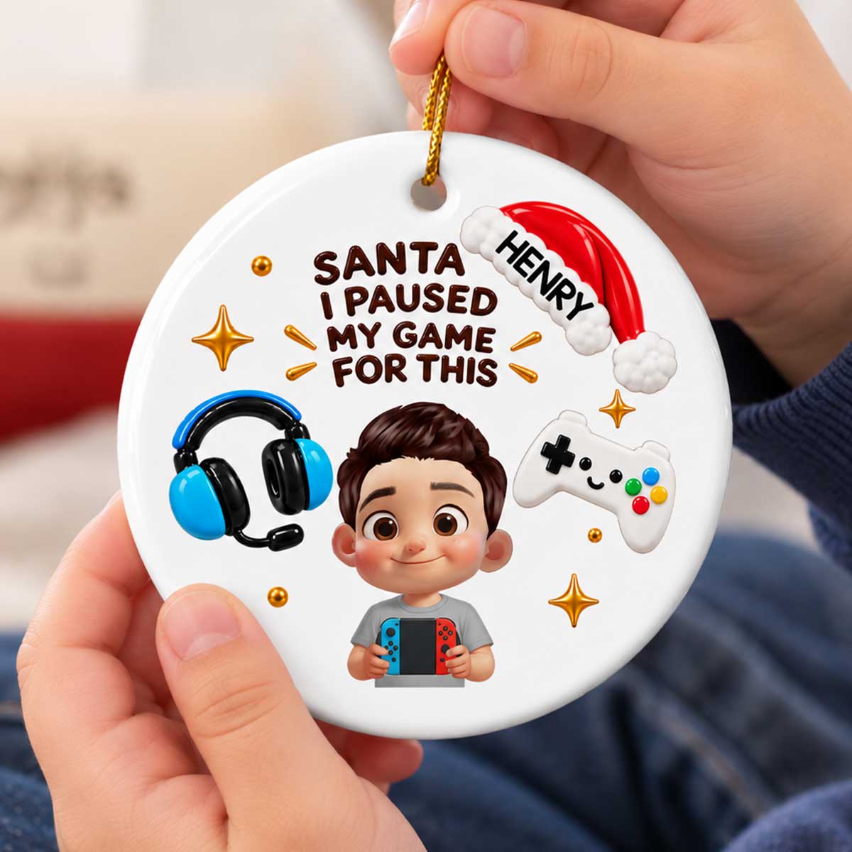 Gamer Christmas - Personalized Ceramic Ornament - Christmas Gift For Boy, Girl, Grandkids