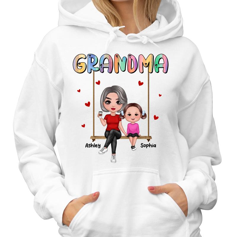 Grandma & Grandkids Sitting On Swing Personalized Shirt