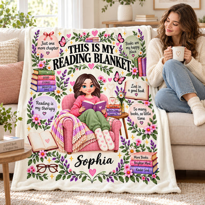 Just A Girl Who Loves Reading Books - Personalized Fleece Blanket - Christmas Gift For Girl, Granddaughter, Daughter, Book Lovers, Bookworm